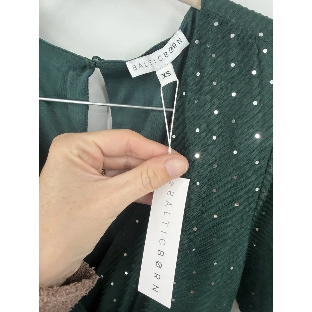 Baltic Born Grace Sparkle Maxi Dress Women XS Green NEW NWT Formal Wedding Guest